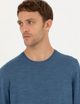 Mavi Slim Fit Bisiklet Yaka Y_n Kar___ml_ Basic Triko Kazak