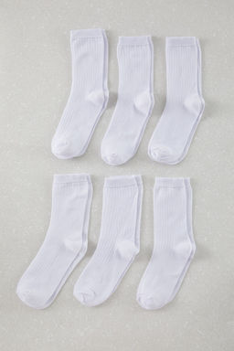 TRENDYOL MAN Beyaz Unisex 6l? Pamuklu Dokulu Kolej-Tenis-Orta Boy Corap TMNAW25CO00010 - Trendyolmilla фото 2