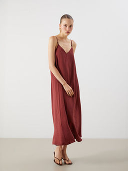 V Yaka Ask?l? A Kesim Modal Kar???ml? Elbise