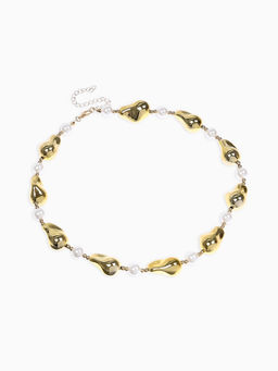 Бусы "Жемчуг Борокко", цвет белый в золоте 40+удл