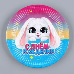 Посуда одноразовая бумажная «Зайка», 6 тарелок, 6 стаканов, 1 гирлянда
