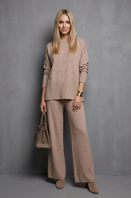 K13404 Костюм вязаный трикотаж БЕЖЕВЫЙ