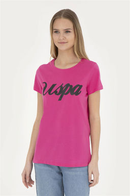 Женская футболка цвета фуксии с круглым вырезом - U.s. polo assn фото 3