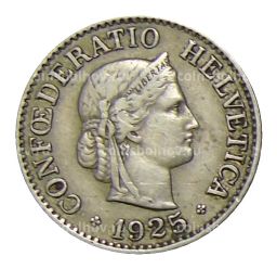 Монета 10 раппенов 1925 года Швейцария