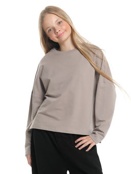 Свитшот для девочки однотонный 22-7685 серый - Mini maxi фото 11