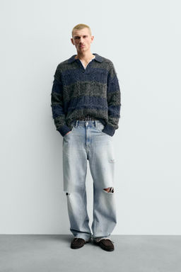 STRIPED JACQUARD KNIT POLO SHIRT - Zara фото 9