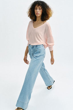 JEANS Z1975 WIDE LEG TIRO ALTO BOLSILLOS / Azul claro - Zara фото 3