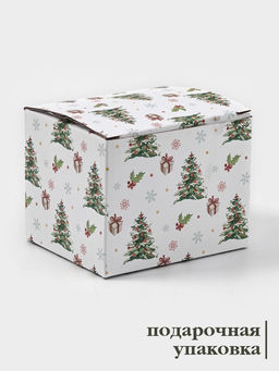 Кружка Доляна «Новый год. Олени», 380 мл, фарфор, белая