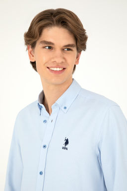 Мужская темно-синяя базовая рубашка с длинным рукавом Неожиданная скидка в корзине - U.s. polo assn фото 2