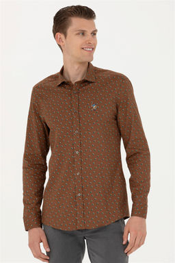 Мужская рубашка светло-хаки с длинным рукавом - U.s. polo assn фото 10