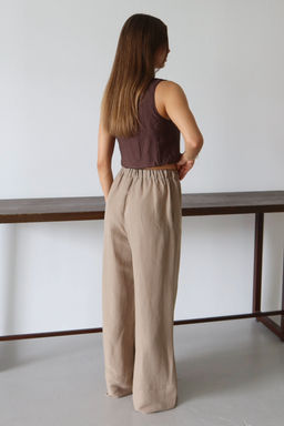 Tas Keten Icerikli Wide Leg/Genis Paca Beli Lastikli Pantolon TWOSS25PL00124 - Trendyolmilla фото 16