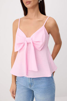 Trendyolmilla Beyaz Keten Gorunumlu Fiyonk Detayl? Ask?l? Dokuma Bluz TWOSS25BZ00249  фото 26