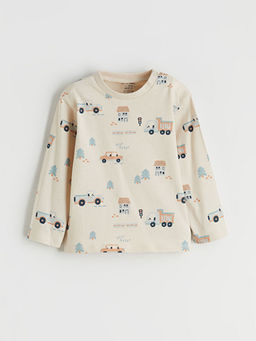 Bask?l? Erkek Bebek Ti??rt ve Jogger E?ofman Alt?