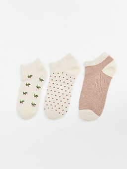 Desenli Kad?n Patik ?orap 3l?