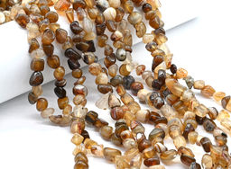 Бусины из агата кофейного галтовка 10*6мм, 37см, 45 бусин Радуга камня