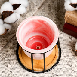 Цена за 2 шт. Горшок для цветов «Сосуд», 250 мл, 12×8.5 см, керамика, с поддоном, с подставкой, розовый