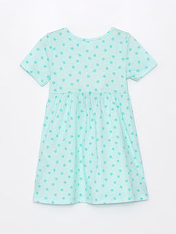 Bisiklet Yaka K?sa Kollu Bask?l? K?z ?ocuk Elbise