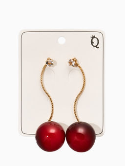 Серьги «Черешня», бордовые в золоте