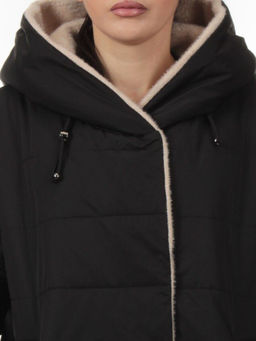 M-9115 BLACK Пальто зимнее женское (верблюжья шерсть)