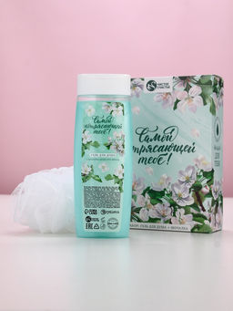 Подарочный набор «Самой потрясающей тебе», гель для душа 250 мл и мочалка для тела, аромат яблока, Чистое счастье