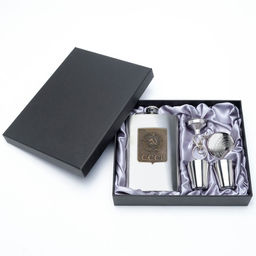 Подарочный набор СССР: фляжка 270 мл 4 стопки, воронка, брелок