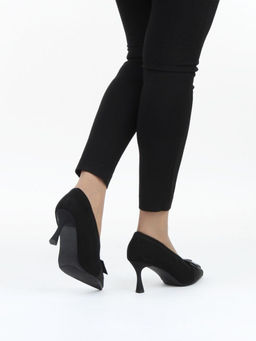 06-P1-7538 BLACK Туфли женские (замша-стрейч искусственная)