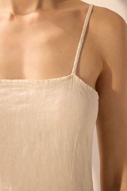 Trendyolmilla Bej %100 Keten Basic Midi Elbise TWOSS25EL00606  фото 11