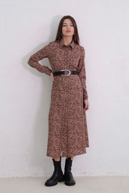 11007 Платье-рубашка удлинённое кофейно-чёрное - Martichelli фото 14