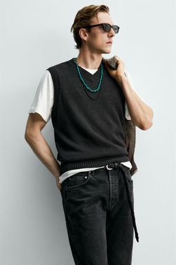 CHALECO PUNTO 100% LINO AARON LEVINE X ZARA / Chocolate  фото 6