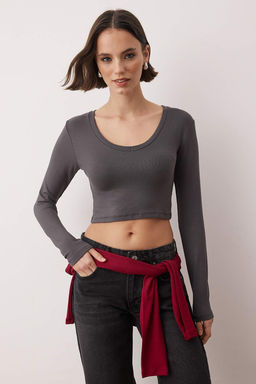 Trendyolmilla Siyah-Ekru 2li Paket Fitted/Vucuda Oturan Orme Bluz TWOAW25BZ00306 фото 10