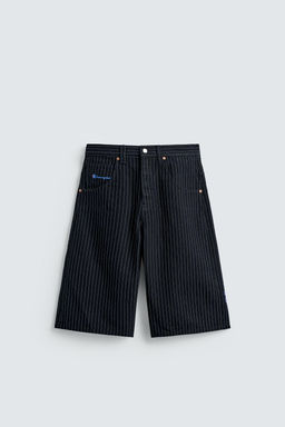 CHAMPION ® X ZARA STRIPED BAGGY FIT BERMUDA SHORTS  фото 7