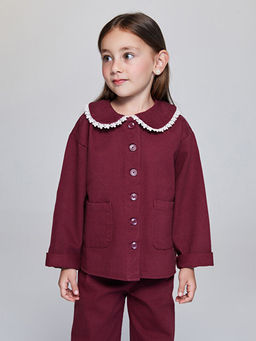 Bebe Yaka Gabardin K?z ?ocuk Ceket