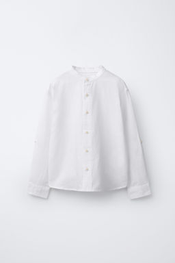 CAMISA CUELLO MAO CON LINO Y ALGOD?N / Blanco - Zara фото 2