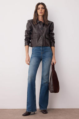 Mavi Soluk Efekt Vintage Yuksek Bel Flare Jeans TWOAW25JE00169