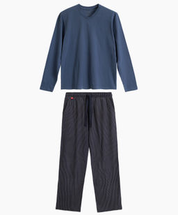 ATLANTIC NMP-389 Пижама мужская Small Print темно-голубой + темно-синий фото 2