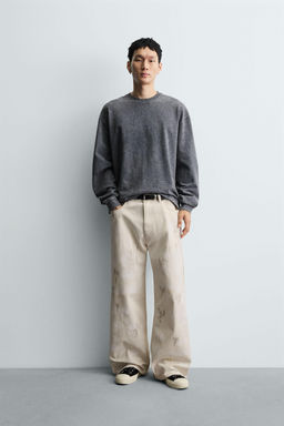 ABSTRACT PRINT TEXTURED TROUSERS