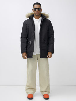 Парка мужская зимняя удлиненная с мехом черного цвета 606_1Ch - Mtforce фото 2