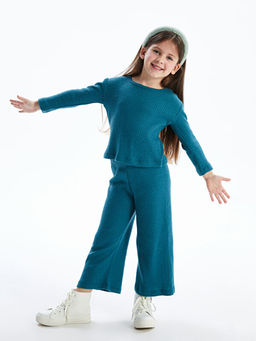 Bisiklet Yaka Basic K?z ?ocuk Ti??rt ve Pantolon 2li