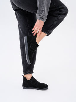 Ботинки женские демисезонные черные 209.NATAbl.Черная замша/Шерсть