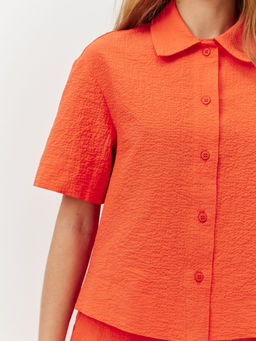 Укороченная рубашка из сжатого хлопка - TO BE ONE фото 3