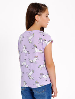 Футболка для девочек сиреневая с принтом единороги - Mark formelle фото 3