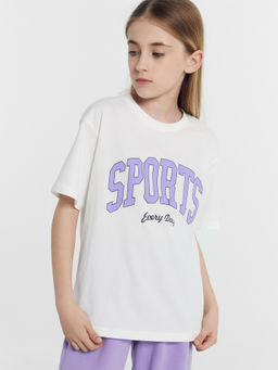 Комплект для девочек (толстовка, брюки, футболка) фиолетовый с печатью - Mark formelle фото 7