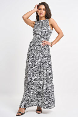 Платье облегающее черно-белое