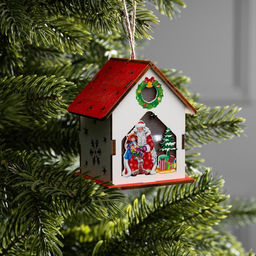 Подвеска световая Дом Деда Мороза, 76х8 см, 1 LED, от батареек AG103, свечение тёплое белое - Luazon lighting фото 2