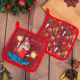 Набор кухонный Пусть зима будет теплой прихватка 17х17 - 2шт. 35% хл,65% п/э