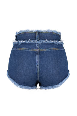 TRENDYOLMILLA Mavi Denim Puskullu Denim Plaj Sort TBESS24SR00006  фото 8