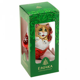 Елочная игрушка фигурка стеклянная Рукавичка. Кот 10см, ручная художественная роспись, подарочная упаковка, цвета микс (Россия) - Домашняя мода фото 7