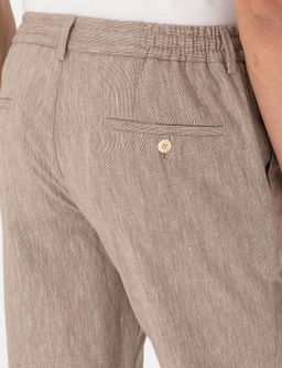 A__k Kahverengi Ex. Slim Fit Keten Kar___ml_ Pantolon