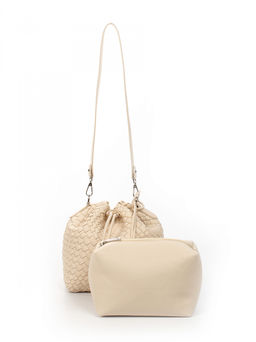 LACCOMA сумка СУ038-слоновая кость эко кожа хлопок  фото 4