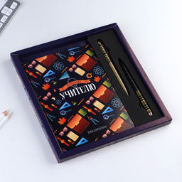 Подарочный набор, ежедневник, ручки 2 шт. шариковые, 1 мм, синяя, красная паста «Учителю»